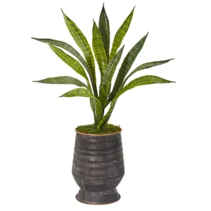 24” Sansevieria Artificial Plant in Decorative Planter