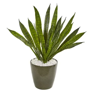 25” Sansevieria Artificial Plant in Decorative Planter