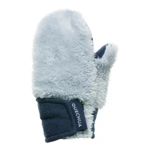 Children's fleece hiking mittens Quechua H100, grey/dark blue