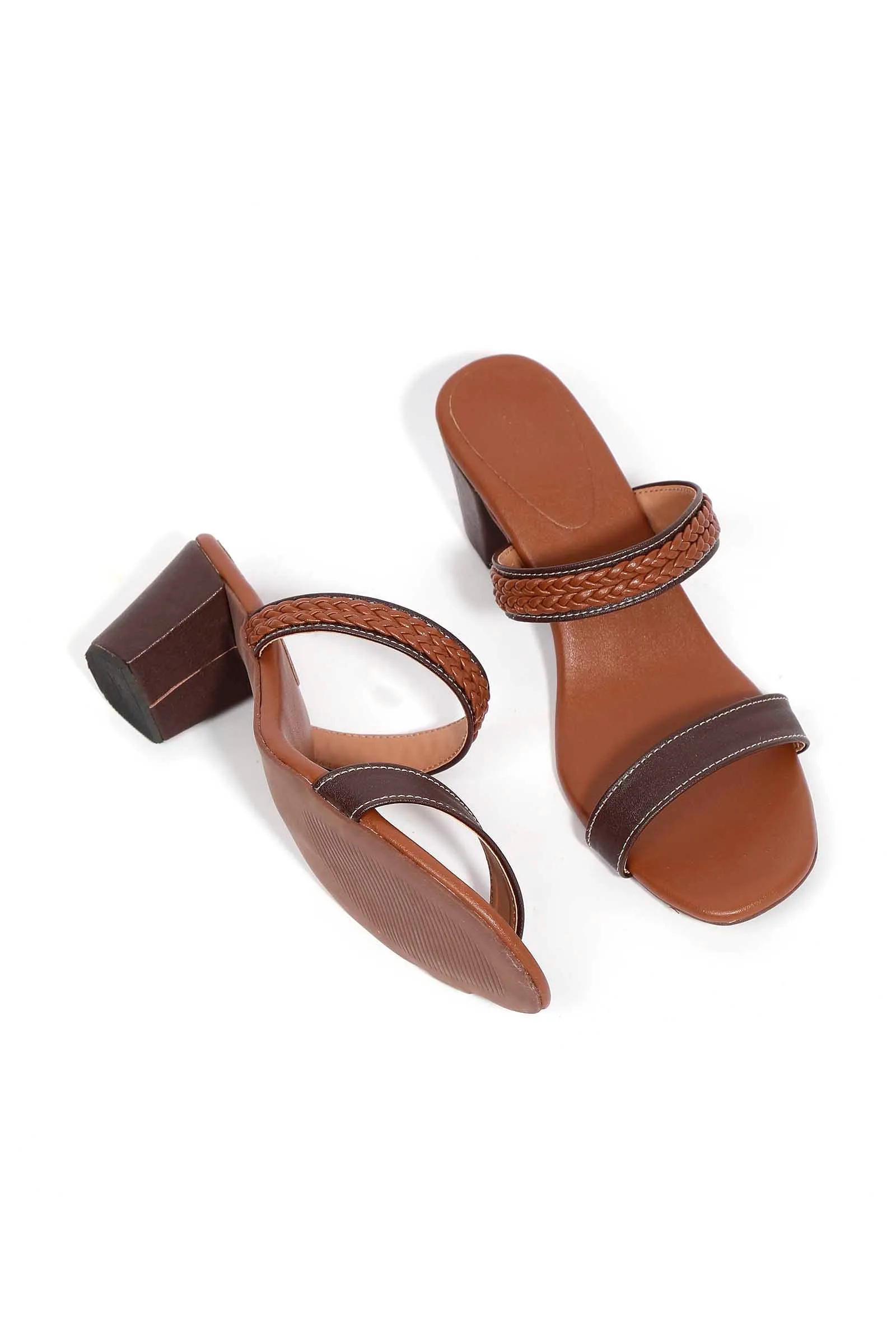 Chock Brown Strap Cushion Padded Heels