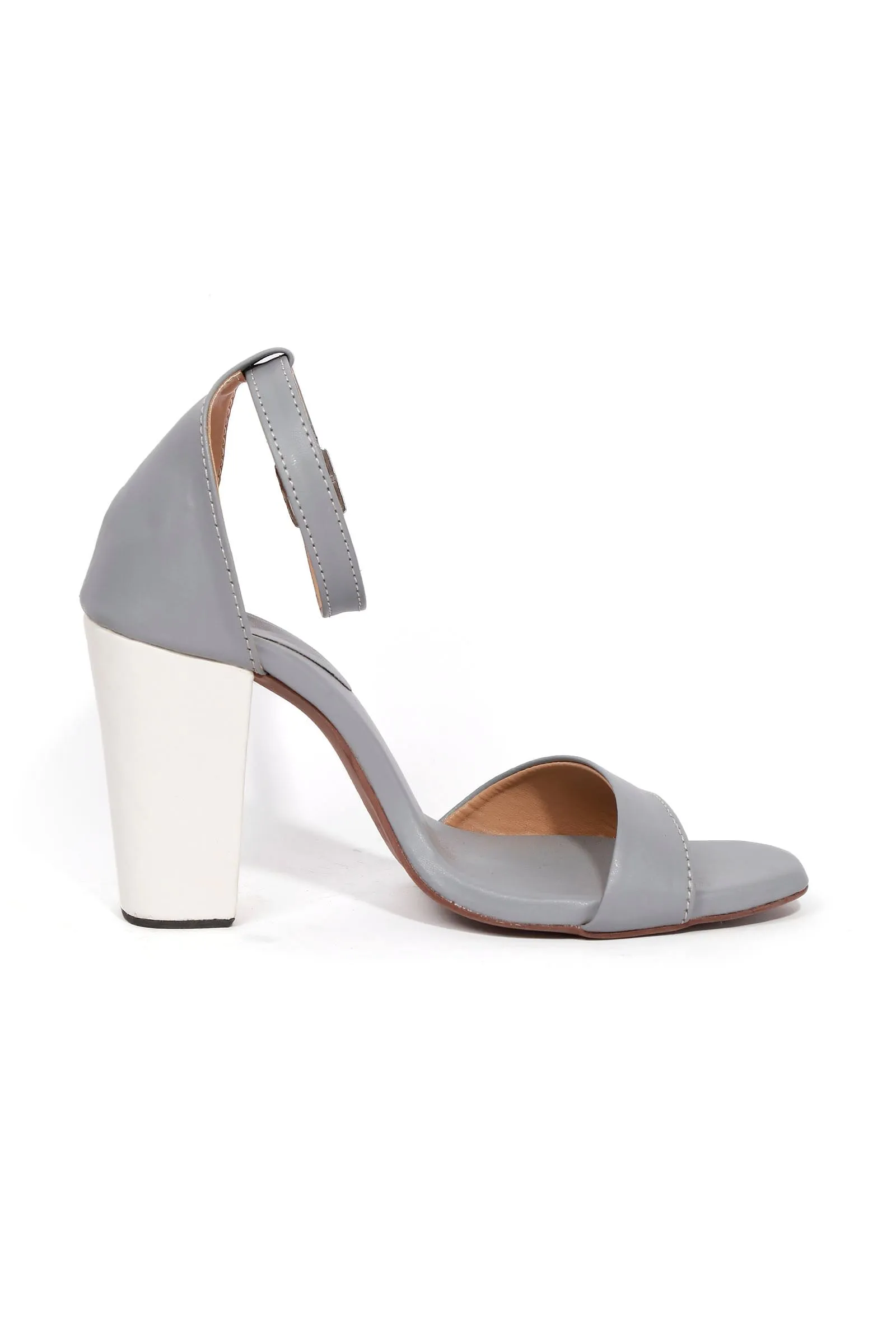 Coachella Grey Strap Cushion Padded Heels