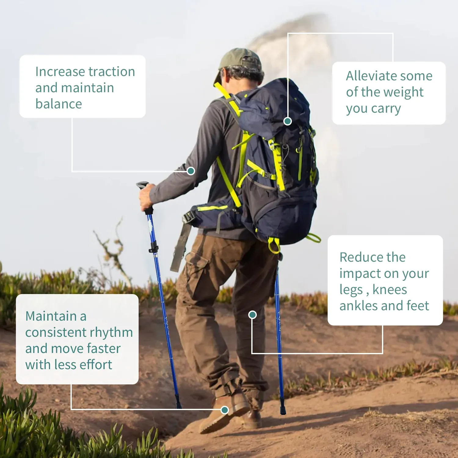 Collapsible Trekking Poles Five-fold Walking Sticks for Hiking