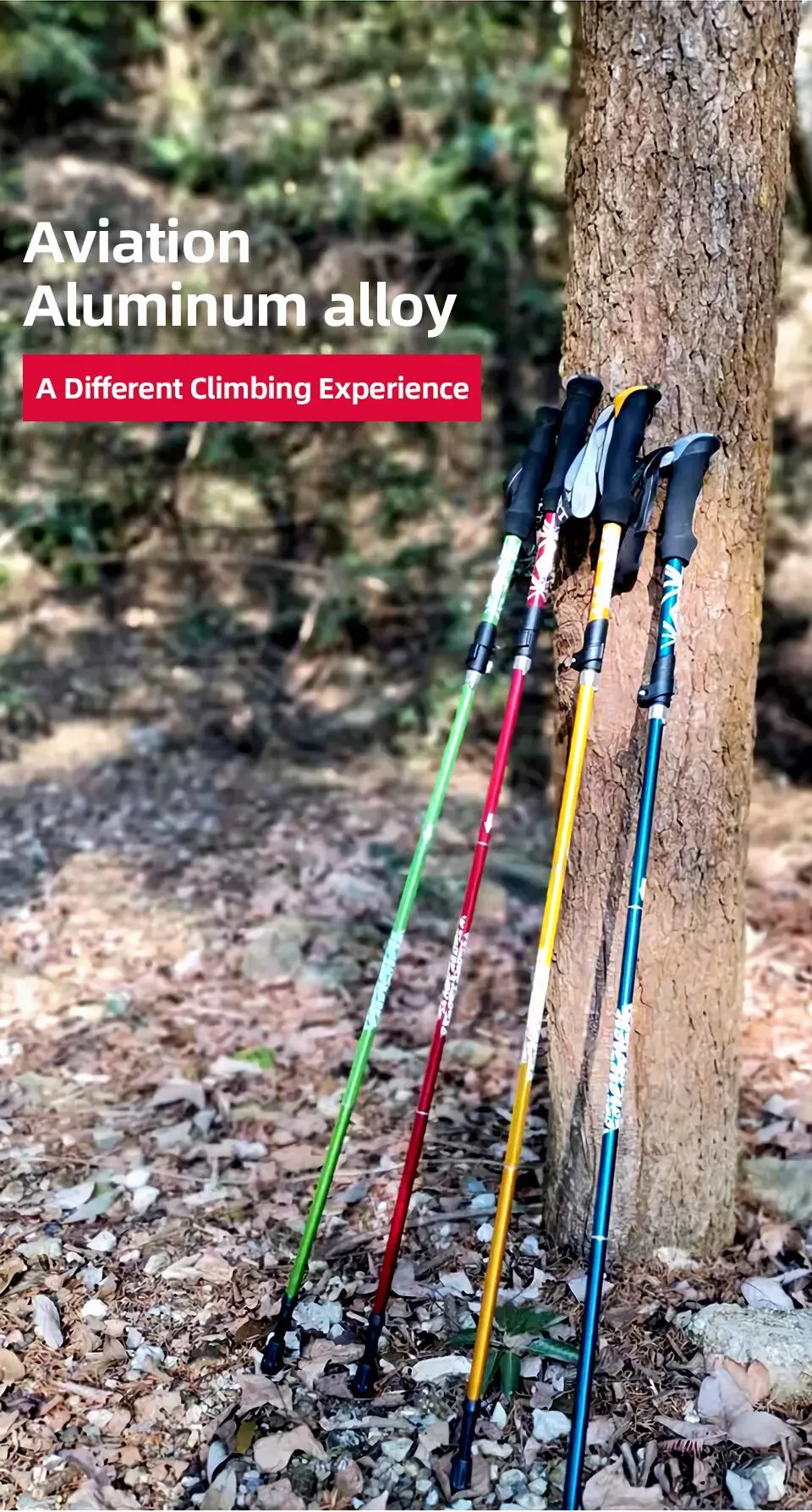 Collapsible Trekking Poles Five-fold Walking Sticks for Hiking