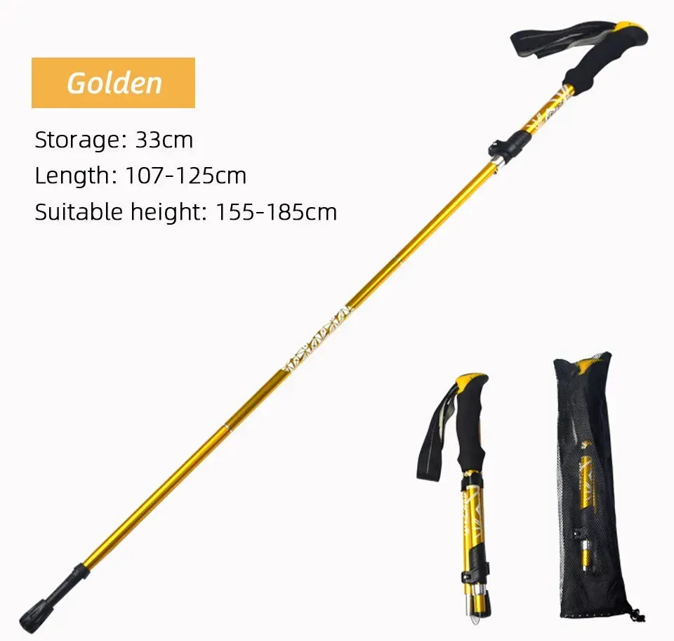 Collapsible Trekking Poles Five-fold Walking Sticks for Hiking