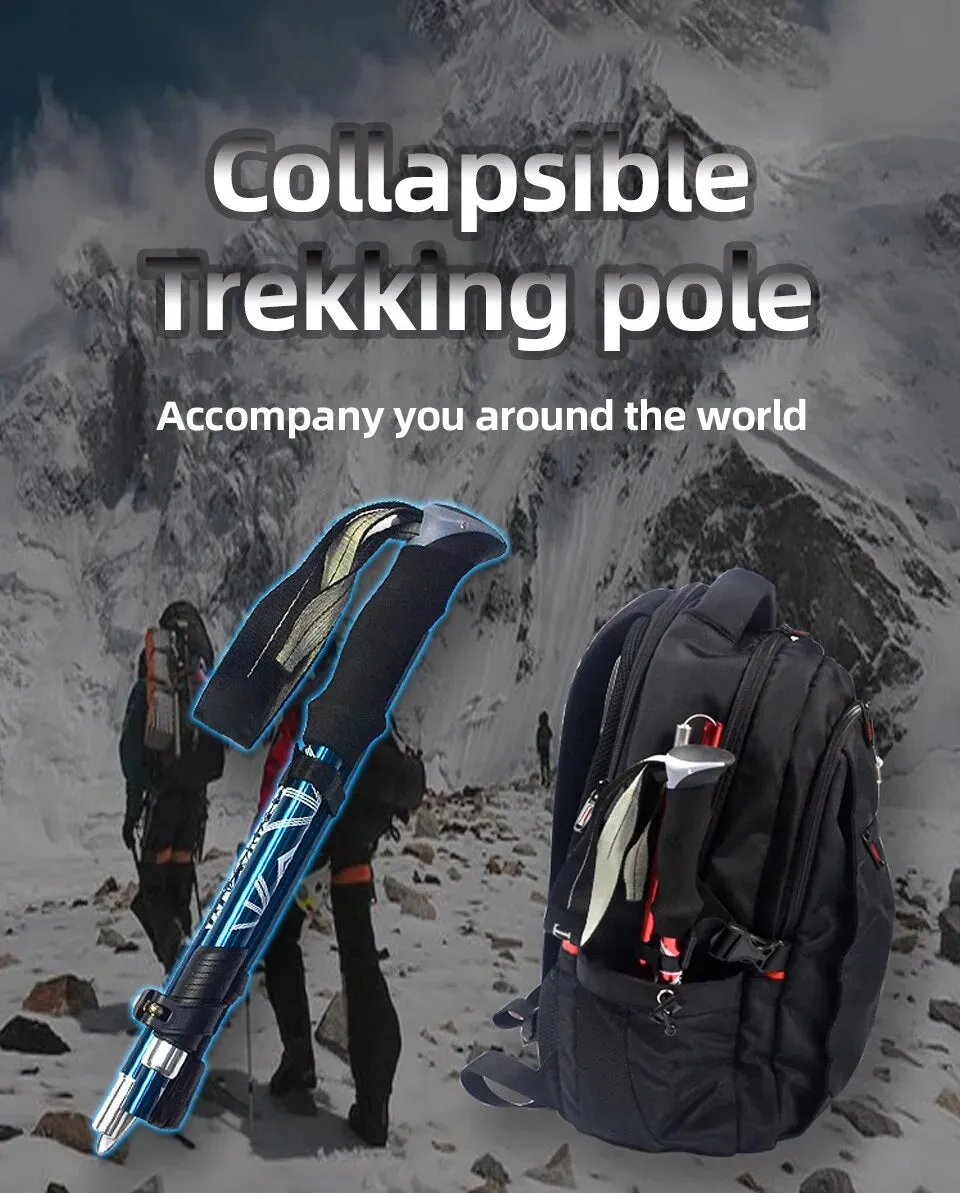 Collapsible Trekking Poles Five-fold Walking Sticks for Hiking