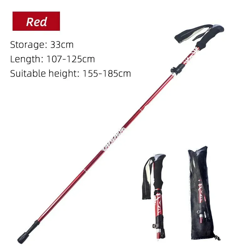 Collapsible Trekking Poles Five-fold Walking Sticks for Hiking