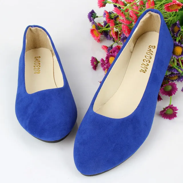 Fashion trend simple sweet classic candy colors women new fashion casual high-end flock flats boat cute girls flats office shoes