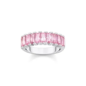 Heritage Pink Baguette Cut Silver Ring