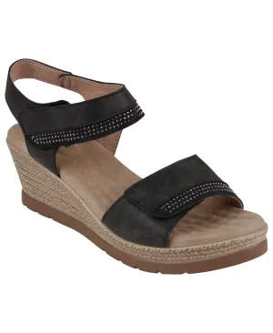 Jorda Black Wedge Sandals