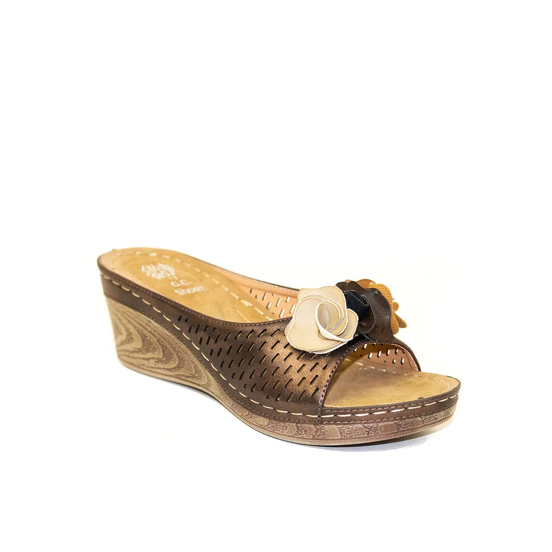 Juliet Bronze Wedge Sandals