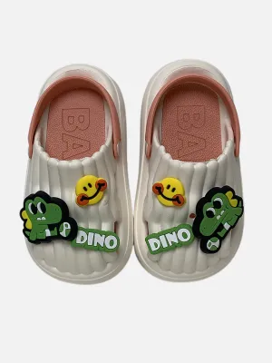 Little Surprise Box White Smilie Dino Slip on Clogs Footwear for Toddlers & Kids