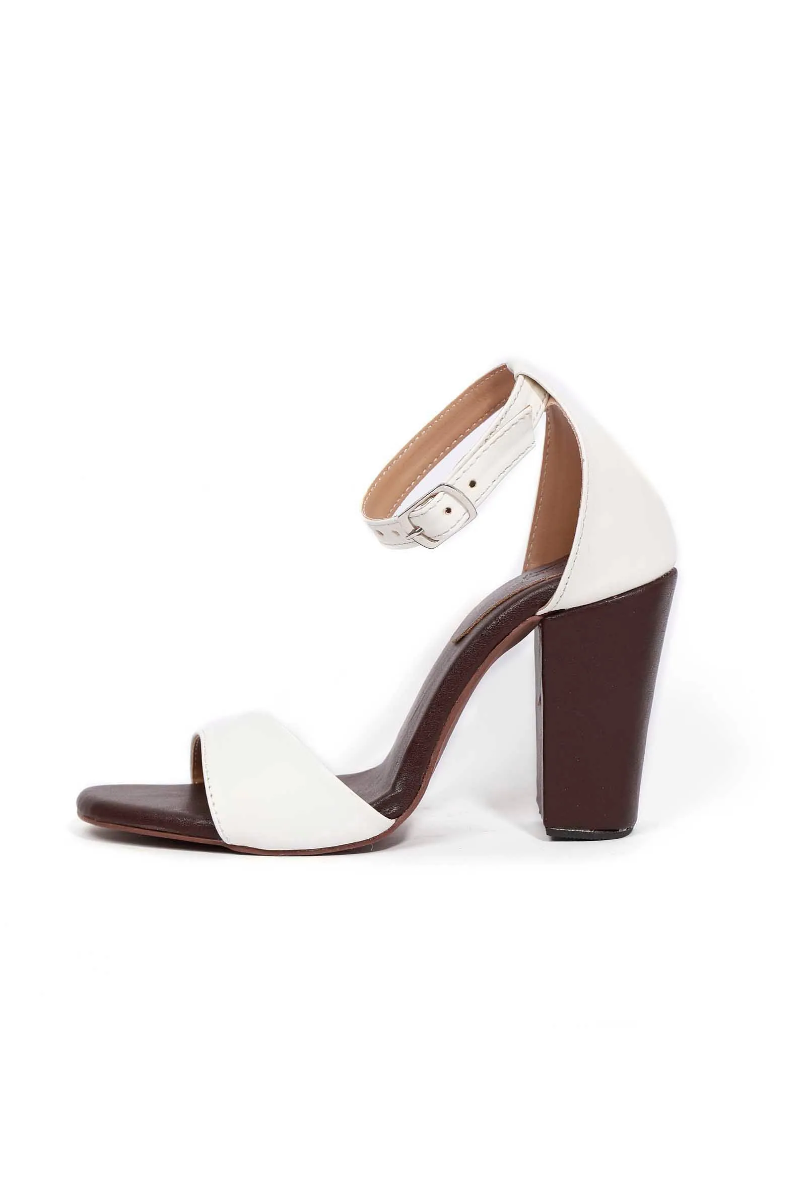 Maria White Strap Cushion Padded Heels