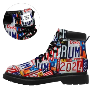 Personalized Trump Boots, Custom Support with Pride Boots, Patriotic Winter Boots