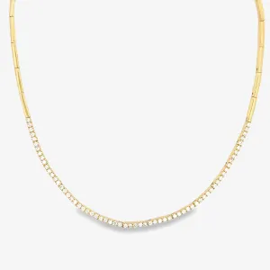 Prong Set Round Diamond Gold Bar Necklace