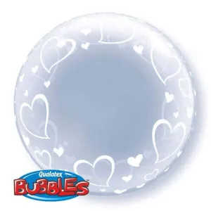 Qualatex - 24" Stylish Hearts Deco Bubble Balloon