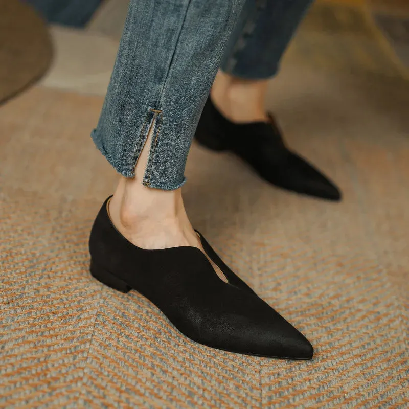 Retro Low Heel Pointed Toe Pumps