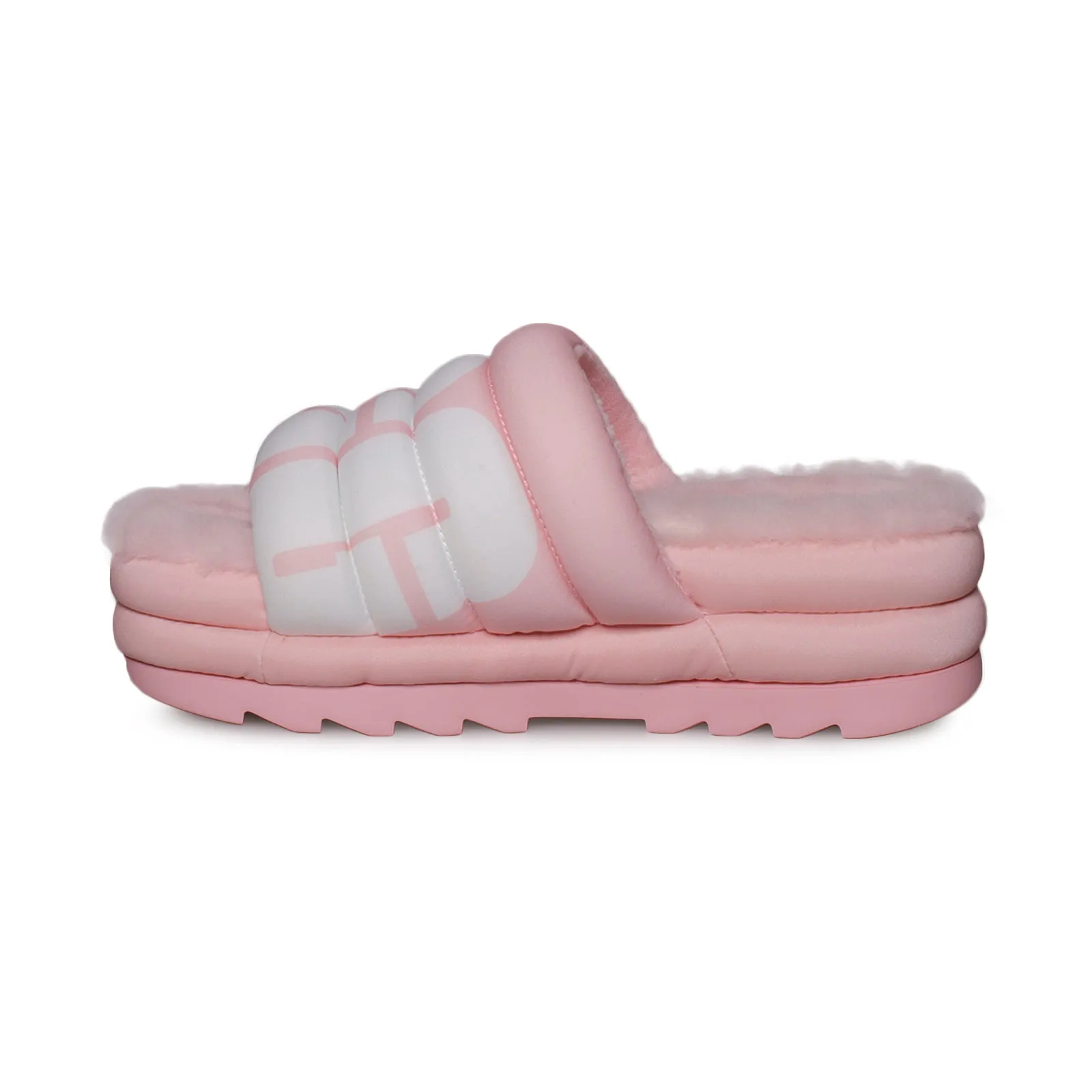 UGG Maxi Slide Logo Pink Scallop Slippers - Women's