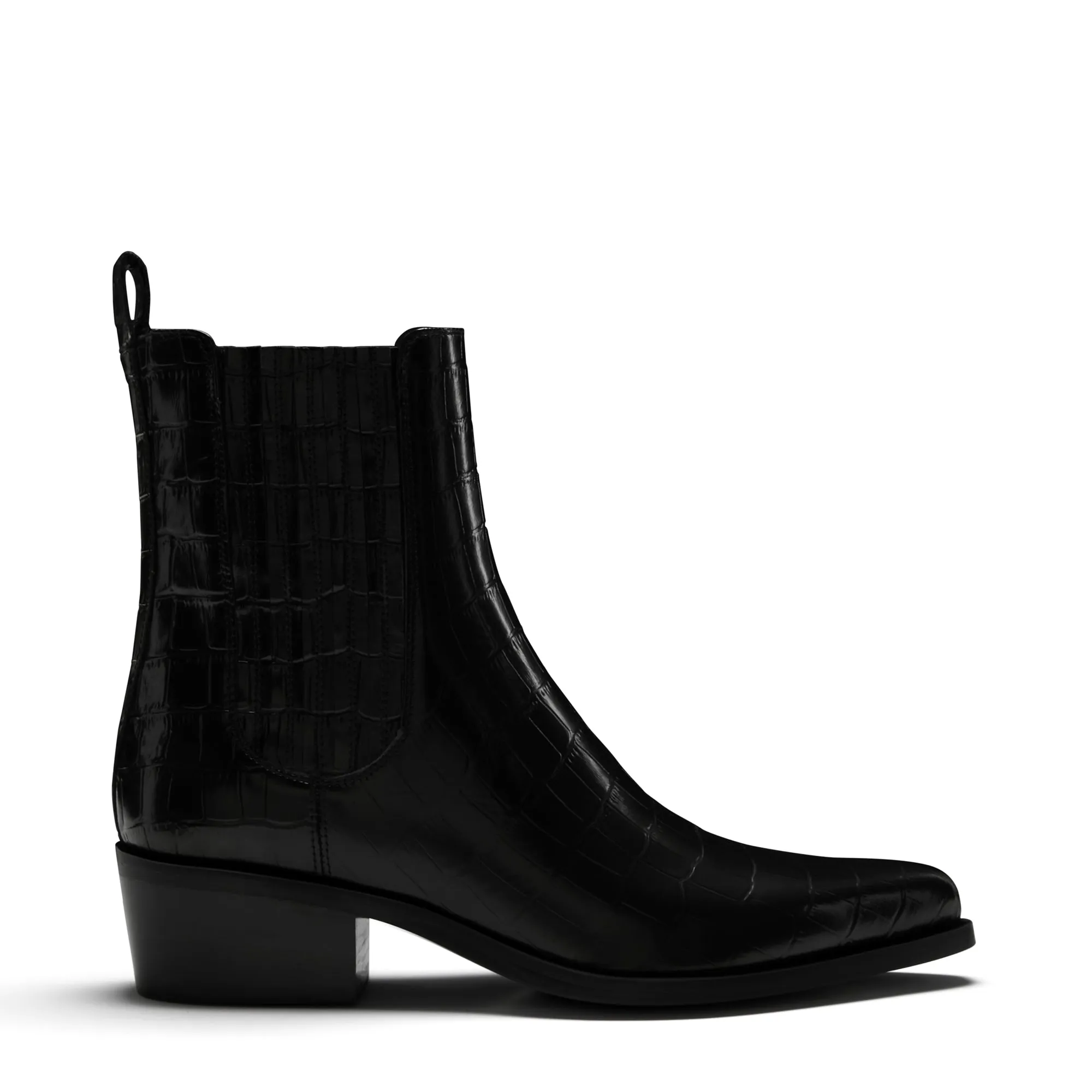 Vendôme Amandine croco black calfskin leather boots