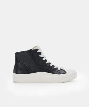 VEOLA PLUSH SNEAKERS BLACK EMBOSSED LEATHER re:vita